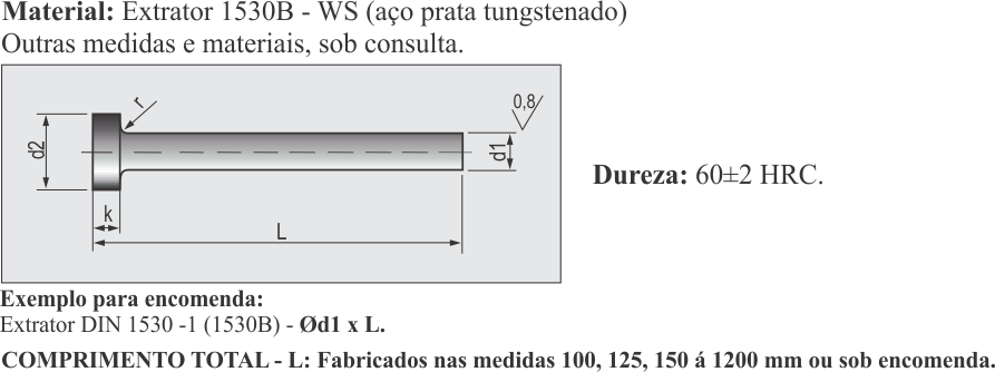 Extrator Cabeça cilindrica